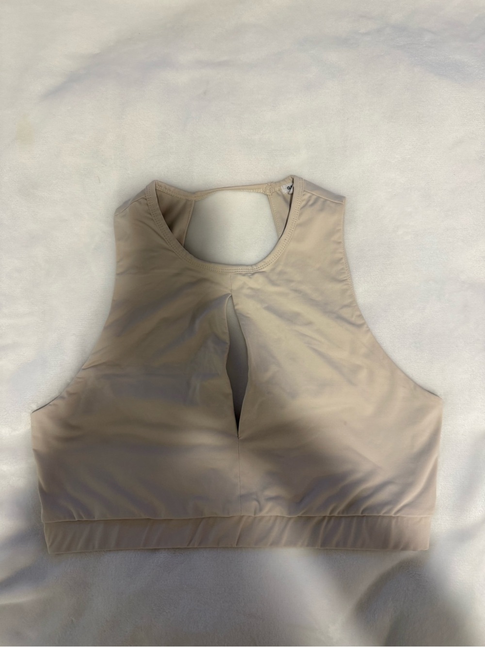 High-Neck Cutout Crop Top - Cream